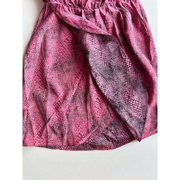 AMANDA UPRICHARD Red Snake Print Silk Crepe Strapless Ruffle Mini Dress, Size P - Picture 7 of 10